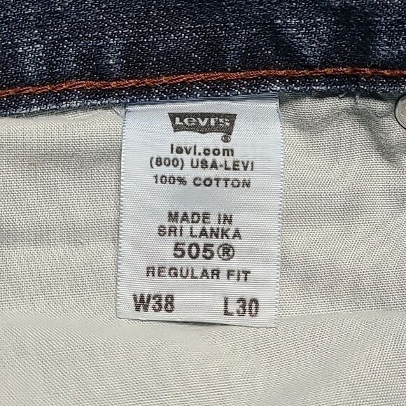 Levi’s 505 Regular Fit Men’s Jeans 38x30 Blue Denim Straight Leg USA Classic - Picture 5 of 8